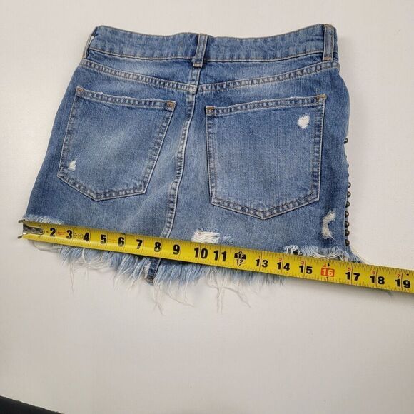 Free People Blue Floral Embroidered Mini Skirt - Picture 8 of 11